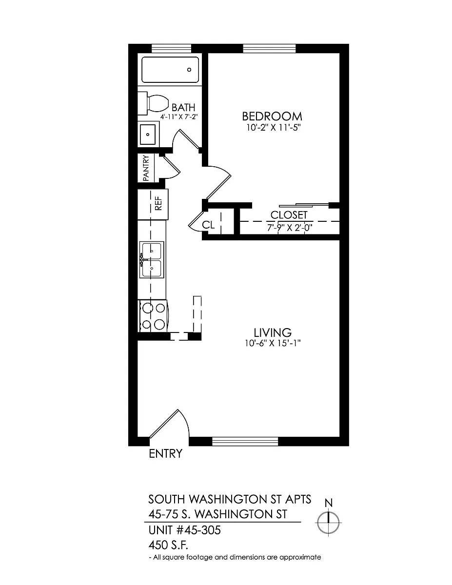 Floor plan South Washington Apts - 1 Bed, 1 Bath