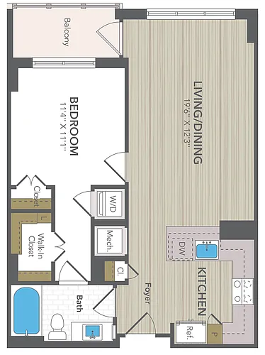 Floor plan 1 Bed 1 Bath Med Pent Hse