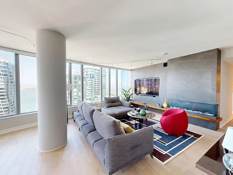 Living Room with Designer Gas Fireplace