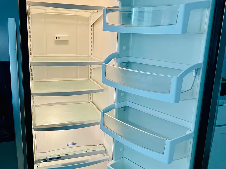 Inside of the side-by-side refrigerator