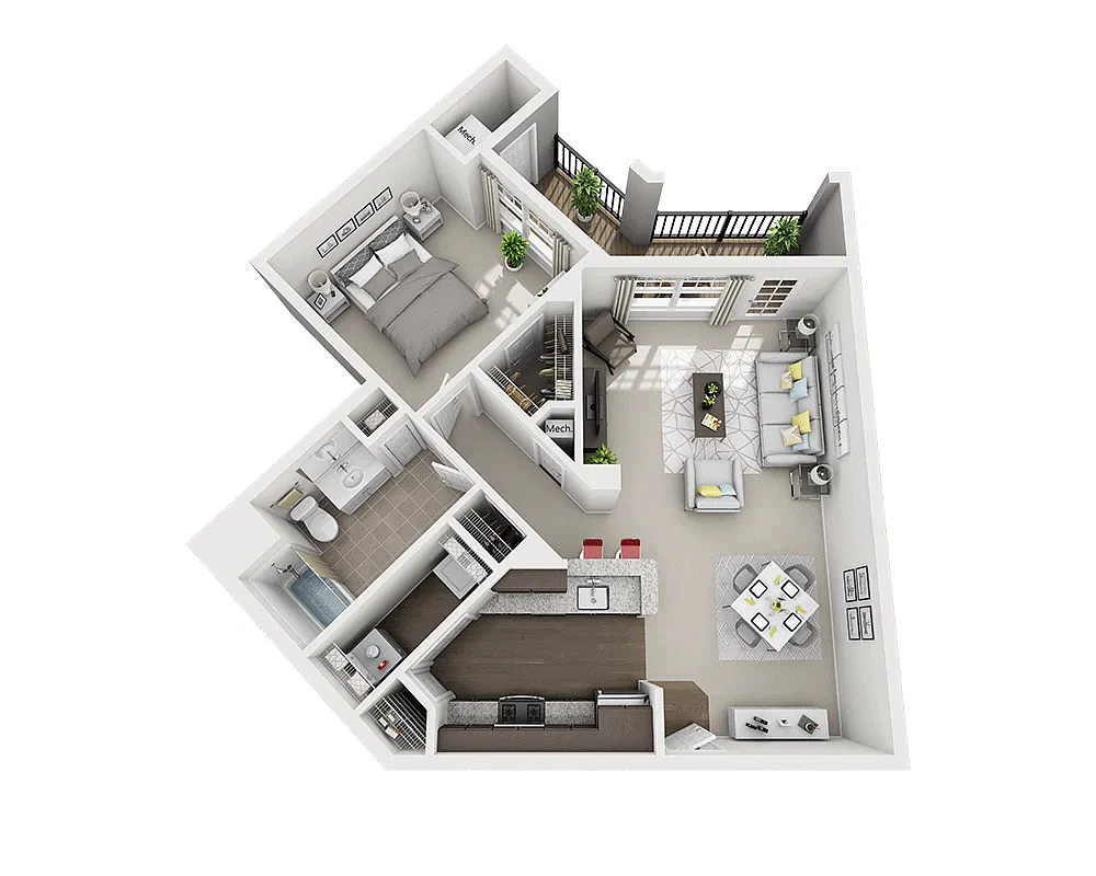Floor plan One Bedroom A1E