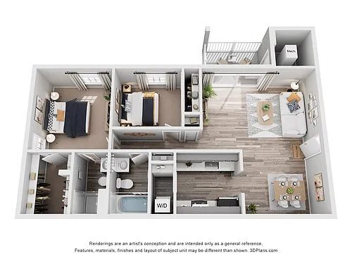 Floor plan 2 Bedroom, 2 Bathroom Classic