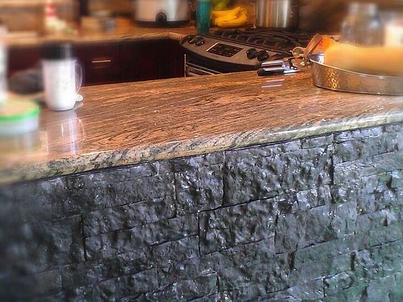Rock finish to kitchen