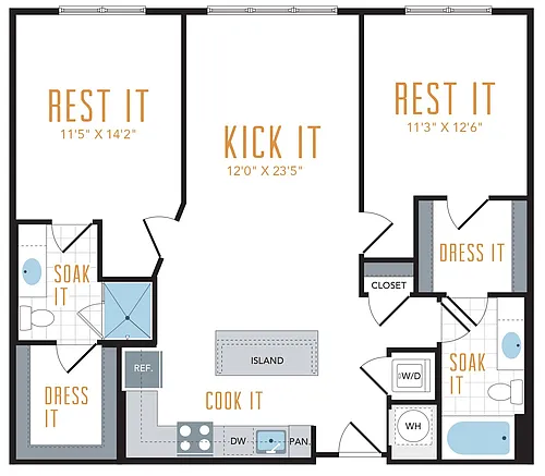 Floor plan 2 Bed 2 Bath