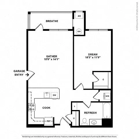 Floor plan 1P w/ Balcony
