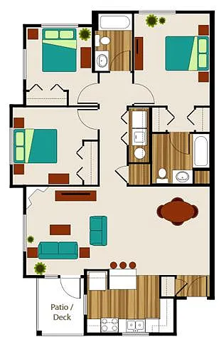 Floor plan 3 Bed 2 Bath