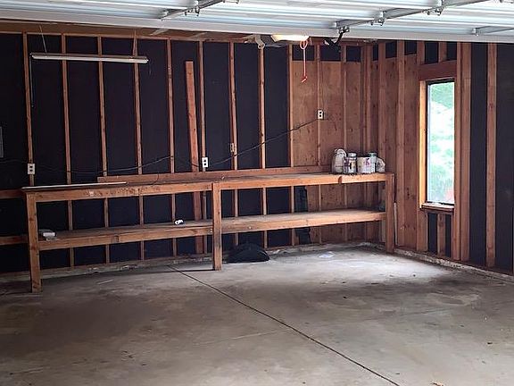 Garage with daylight window and work bench
