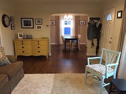 View of entry way into dining room. Dining room faces street and has entry into kitchen.