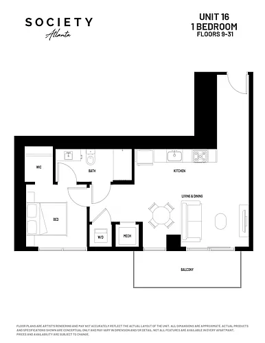 Floor plan 1 Bed - A3