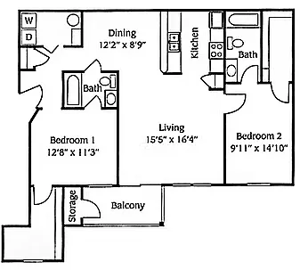 Floor plan 2 Bed 2 Ba