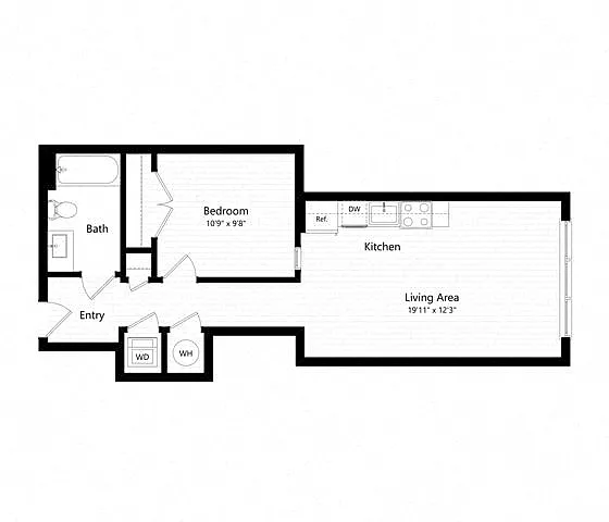 Floor plan 1 Bed - 1 Bath | aj3 - Judd
