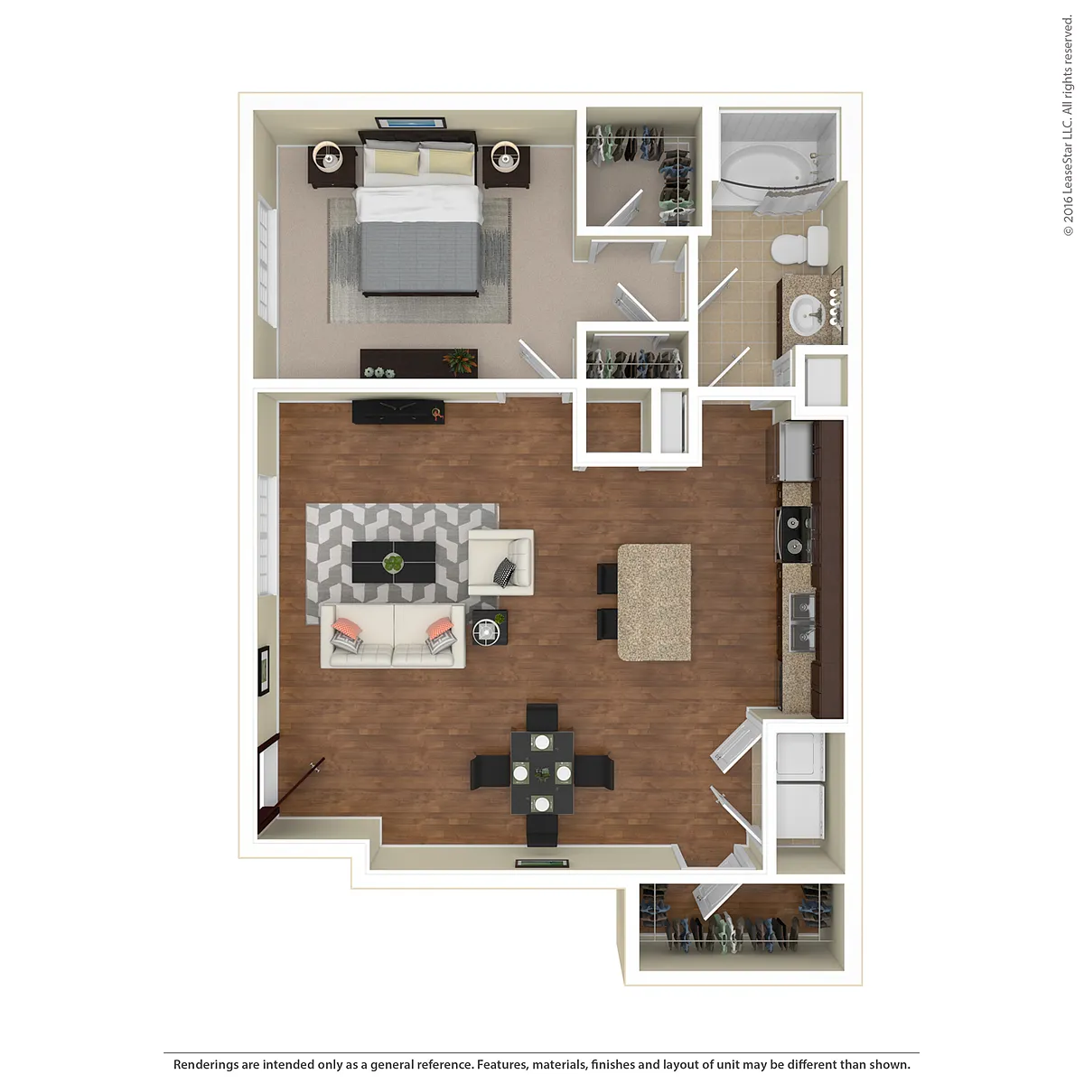 Floor plan 1 BR Grand Courtyard
