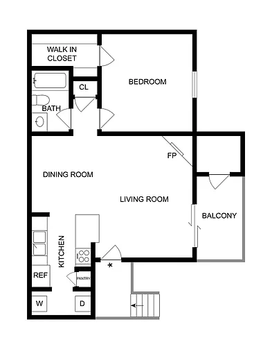 Floor plan 1 BR X 1 BA - C