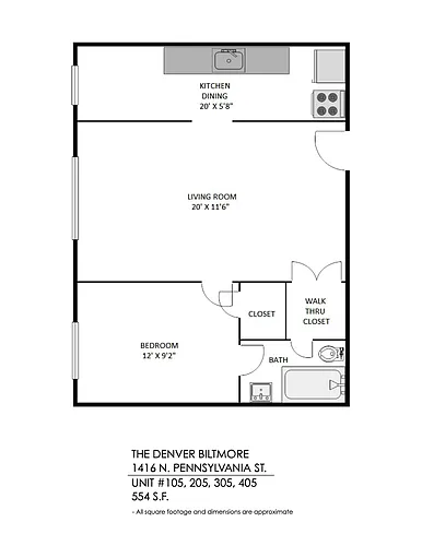 Floor plan 1 Bedroom, 1 Bath