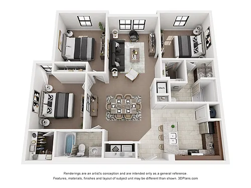 Floor plan Two Bedroom w/ Zen Den