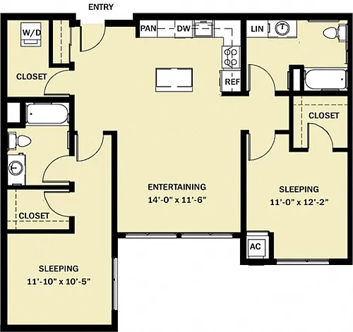 Floor plan 2 Bedroom 2 Bath C4