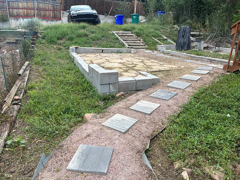 backyard flagstone patio and ample off street parking