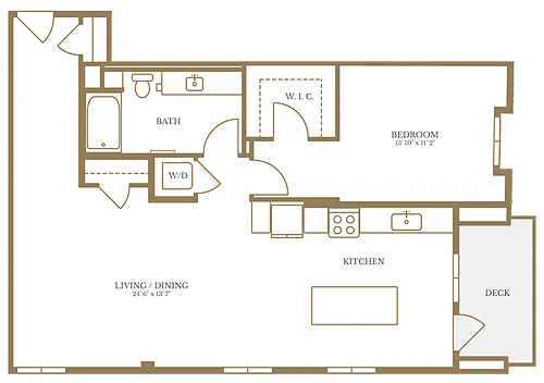 Floor plan 1 Bed/1 Bath-14B