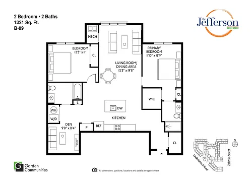 Floor plan B-09 Two Bedroom w/Den