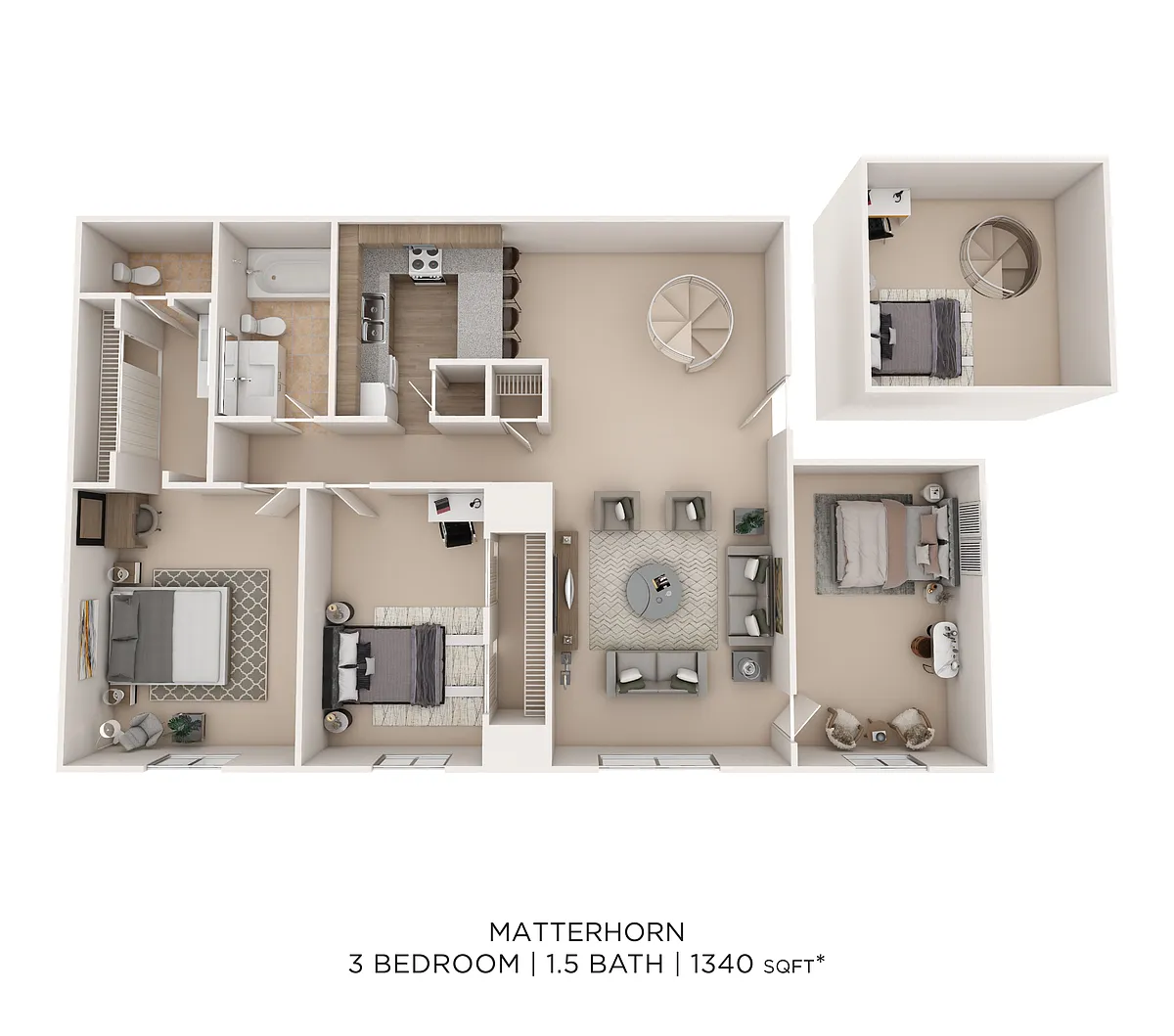 Floor plan Matterhorn Three Bedroom 1340