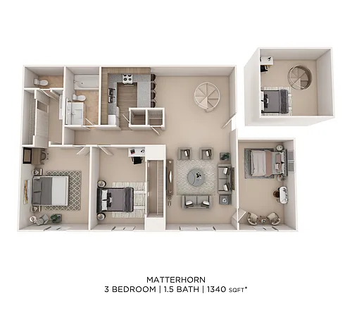 Floor plan Matterhorn Three Bedroom 1340