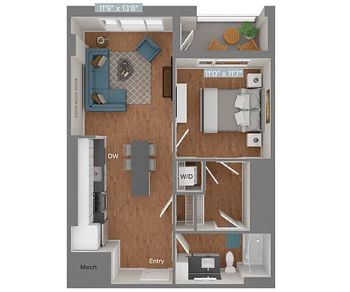 Floor plan A1-684sf-1