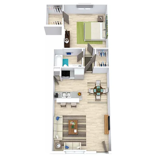 Floor plan 1 Bed 1 Bath 705
