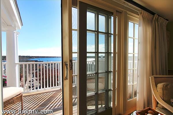 Looking out from the living room to the 4th floor porch