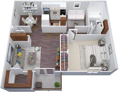 Floor plan 1BR - 1BTH DLX Upgraded