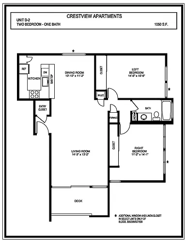 Floor plan D2: Washer and Dryer