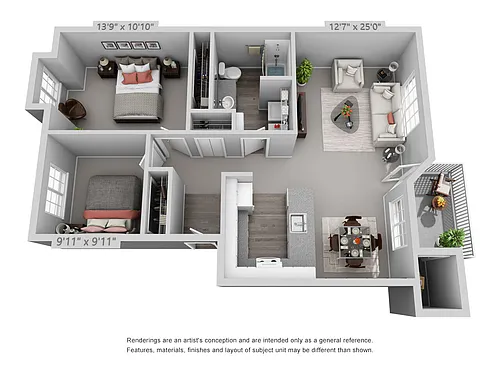 Floor plan 2 Bedroom 1 Bath