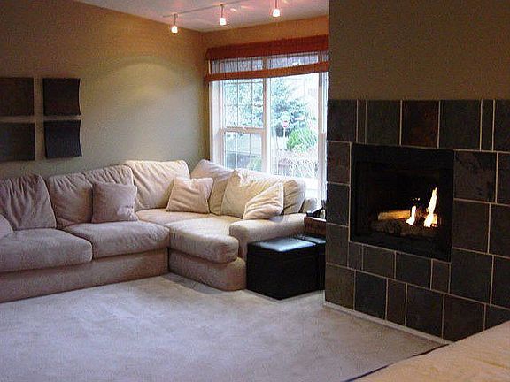 Master has sitting area and fireplace