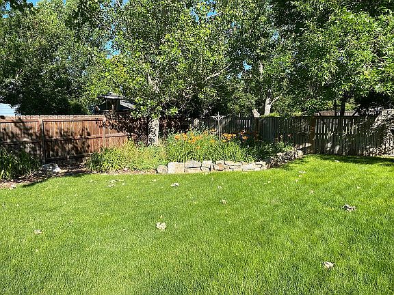 Backyard with flower bed