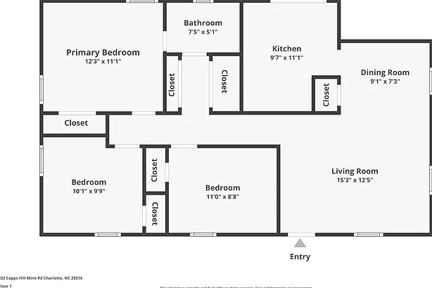 3 bed, 1.0 bath, 976 sqft, $1,645 — Photo 2