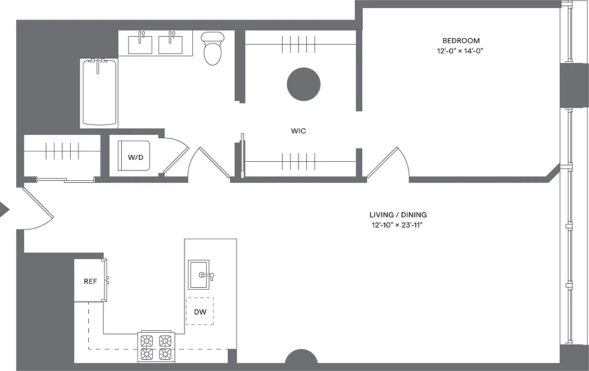 Floor plan 1 Bed/1 Bath_A7
