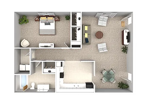 Floor plan 1 Bedroom 1 Bath 863