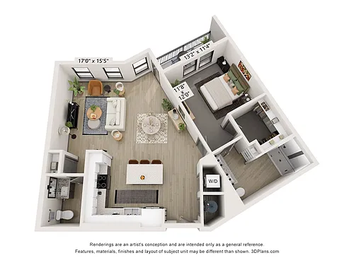 Floor plan A10 (1 Bed/1.5 Bath)