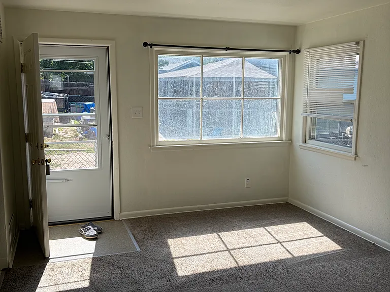 Front door and living room