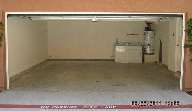 Two car attached garage at Serenata Townhomes in San Diego, California.