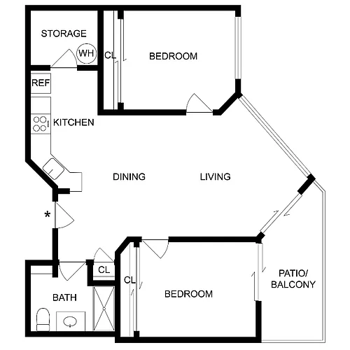 Floor plan 2 Bedroom 1 Bathroom