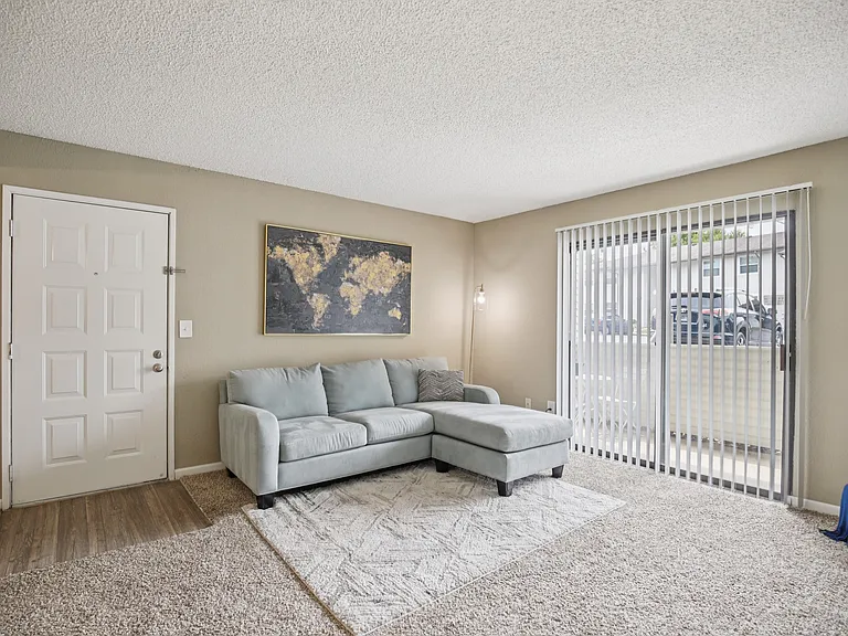 Two-bedroom, one bath living area.