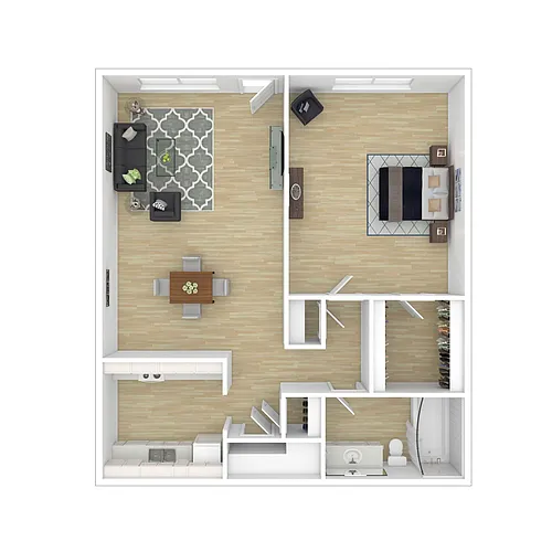 Floor plan 1 Bedroom + 1 Bath