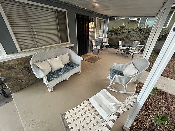 Covered front patio area