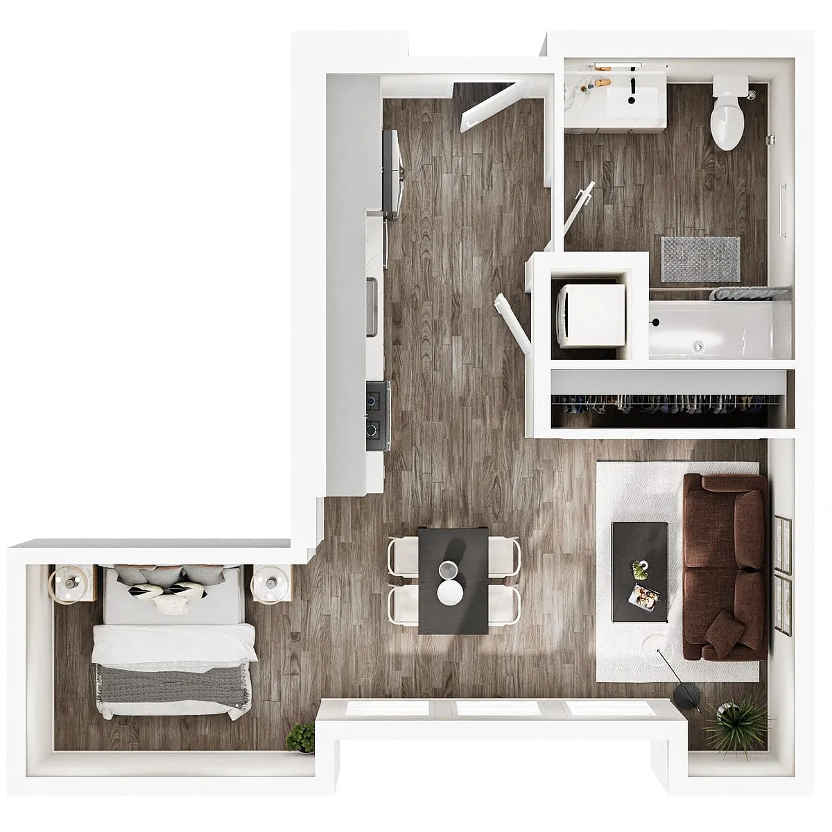 Floor plan Studio | 1 Bath | Plan S4