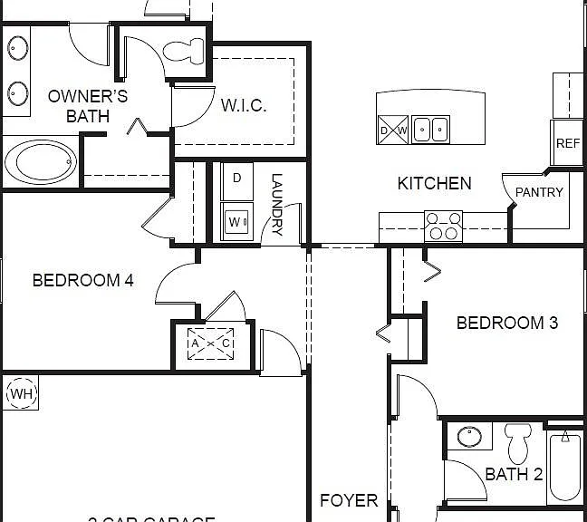 FLOORPLAN 4 Bed/ 2 Bath/ 2 Car Garage