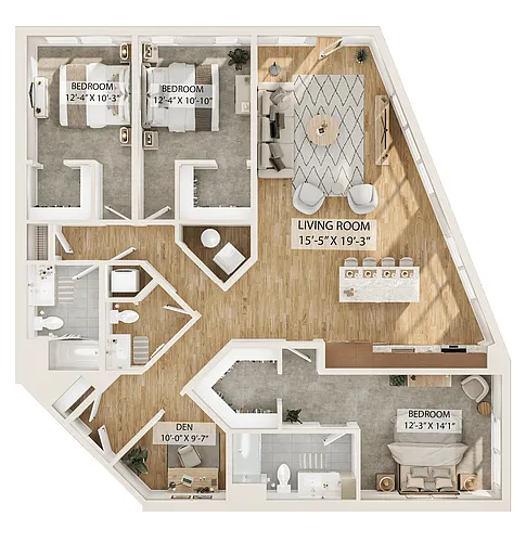 Floor plan 3 Bed/2 Bath Den-C2D