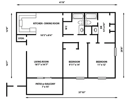 Floor plan 2 Bedroom 1st Floor