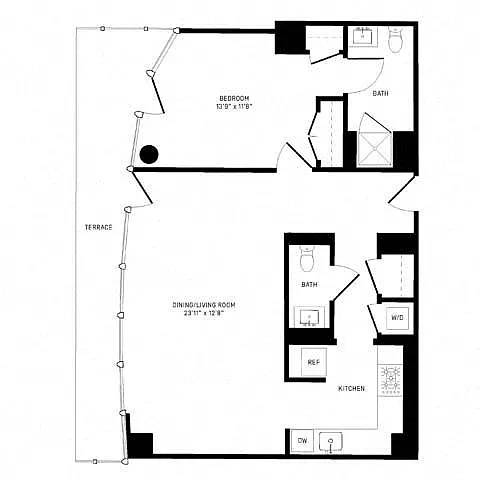 Floor plan 1N w/ Terrace