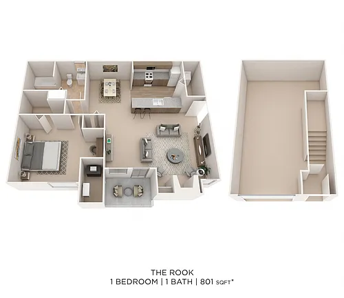 Floor plan One Bedroom- 801 sqft