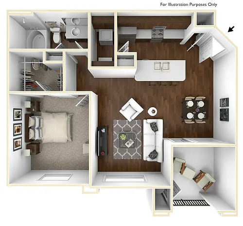 Floor plan 1 Bed/1 Bath